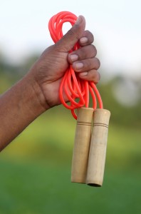 Skipping rope in hand