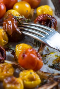 roasted tomato with herbs and olive oil